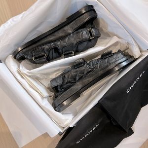 Chanel Dad Sandal Black Caviar BNIB size 37
